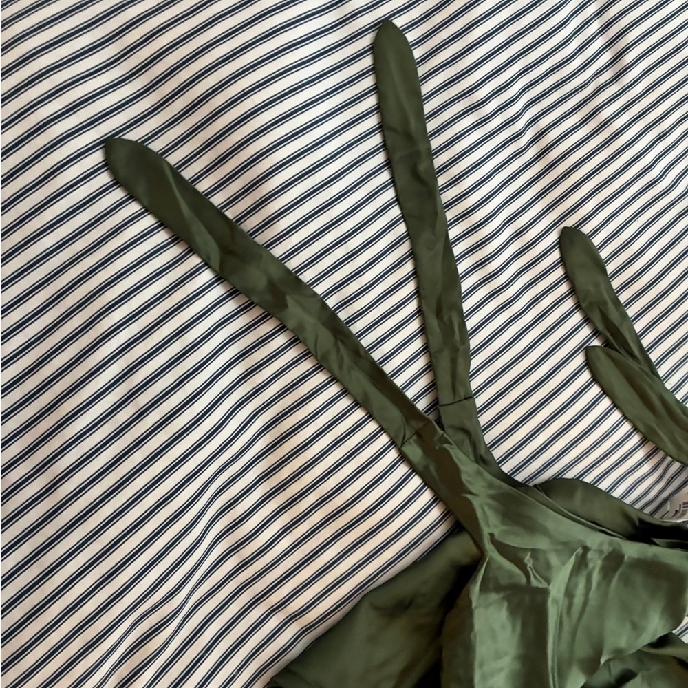 Petal & Pup Olive One-Shoulder Satin Evening Dress - Picture 10 of 16